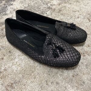Dana Buchman Sabine snake metallic tassel loafers flats flashy Womens black 7